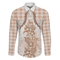Aloha Hawaii Palaka Family Matching Tank Maxi Dress and Hawaiian Shirt Beige Plumeria Lei - Polynesian Pride