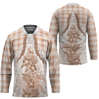 Aloha Hawaii Palaka Hockey Jersey Beige Plumeria Lei LT05 - Polynesian Pride