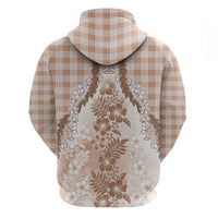 Aloha Hawaii Palaka Hoodie Beige Plumeria Lei - Polynesian Pride