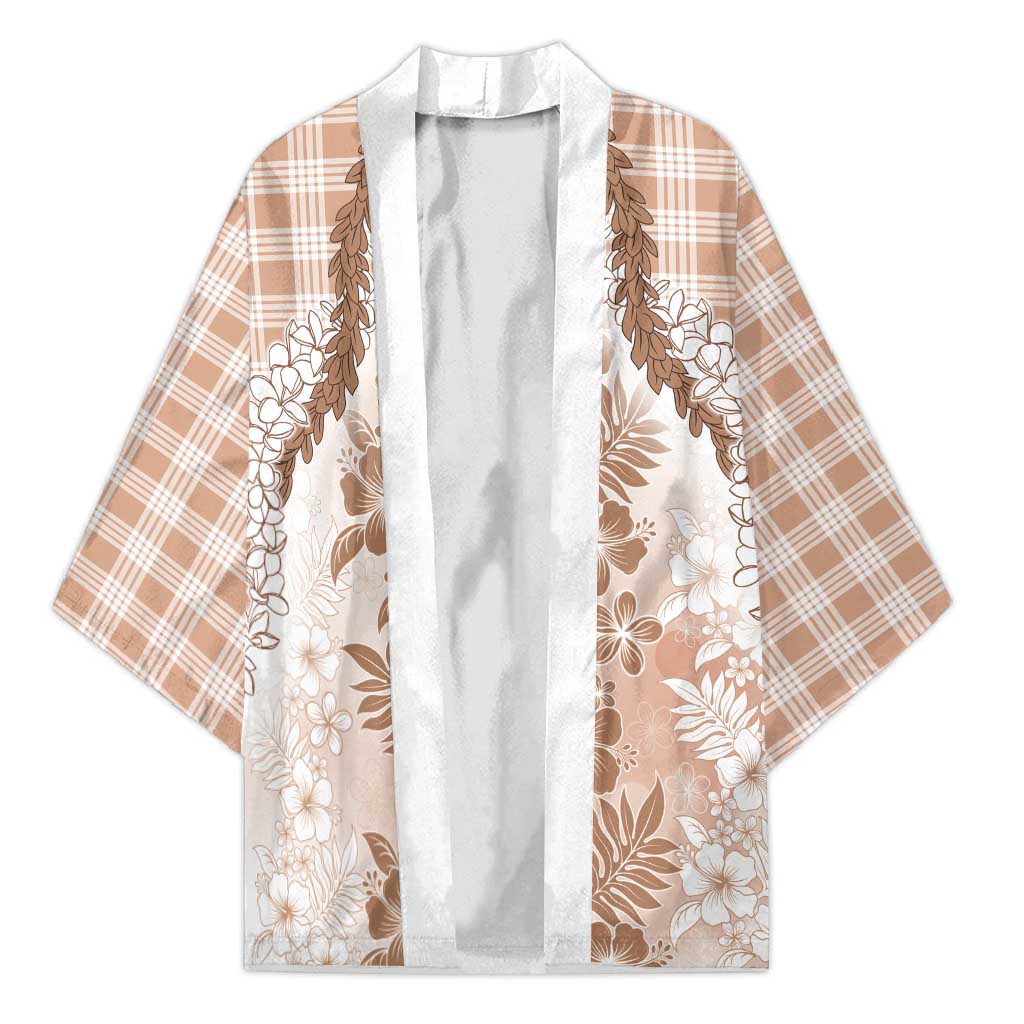 Aloha Hawaii Palaka Kimono Beige Plumeria Lei - Polynesian Pride