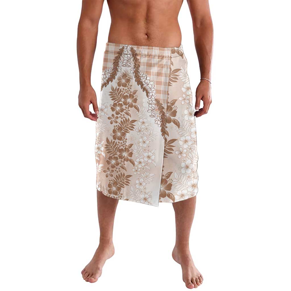 Aloha Hawaii Palaka Lavalava Beige Plumeria Lei - Polynesian Pride