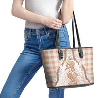 Aloha Hawaii Palaka Leather Tote Bag Beige Plumeria Lei - Polynesian Pride