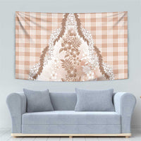 Aloha Hawaii Palaka Tapestry Beige Plumeria Lei - Polynesian Pride