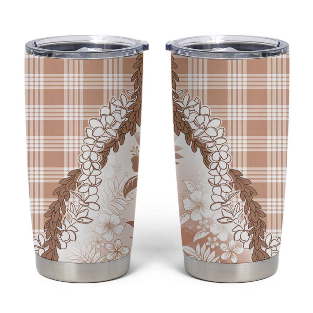 Aloha Hawaii Palaka Tumbler Cup Beige Plumeria Lei - Polynesian Pride