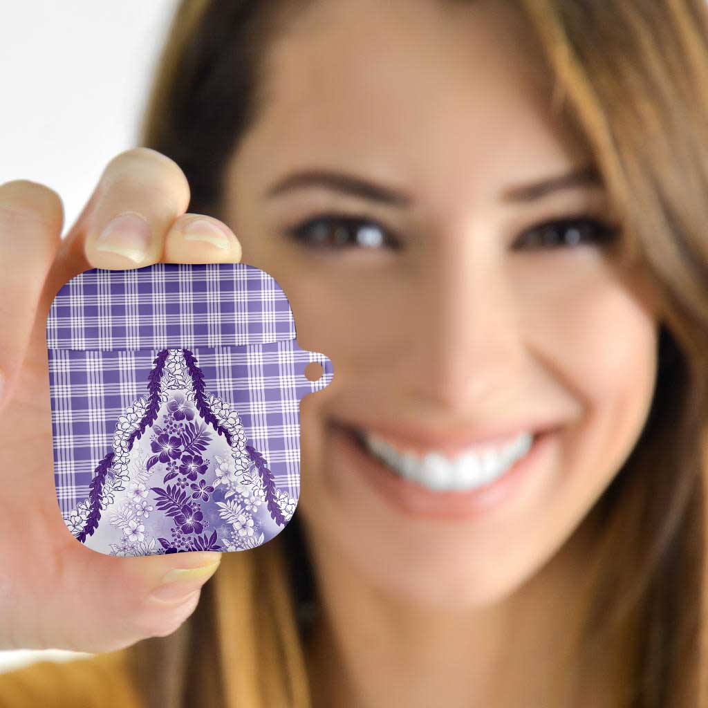Aloha Hawaii Palaka AirPods Case Purple Plumeria Lei - Polynesian Pride