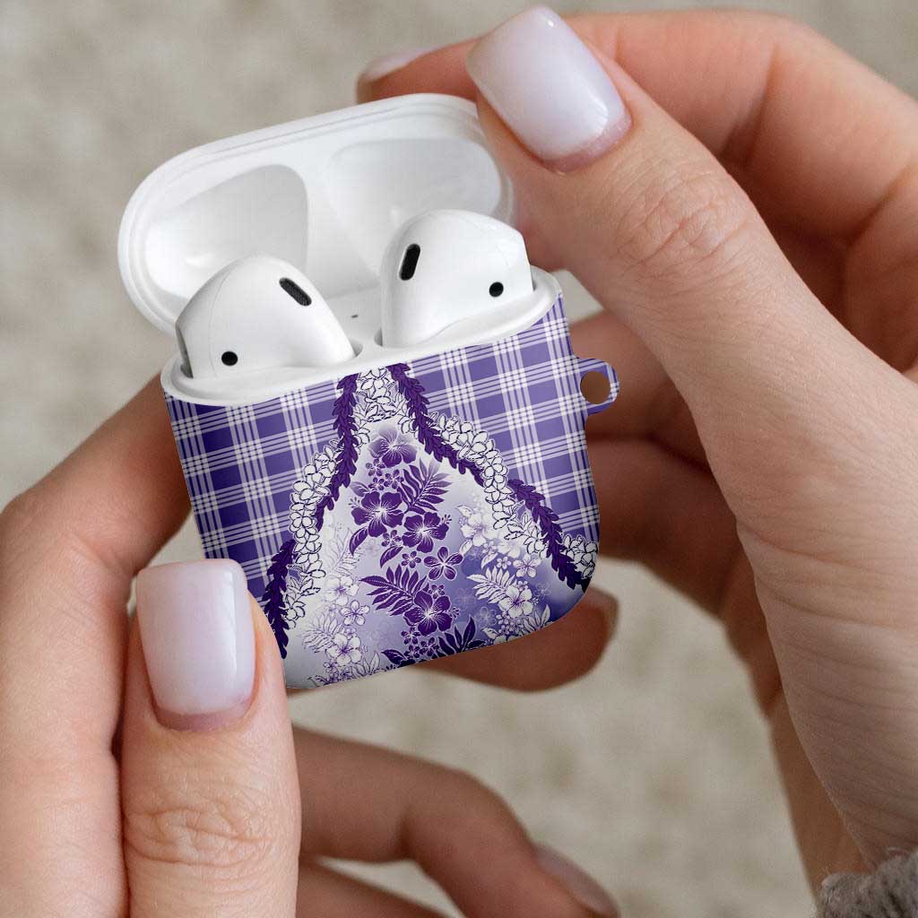 Aloha Hawaii Palaka AirPods Case Purple Plumeria Lei - Polynesian Pride