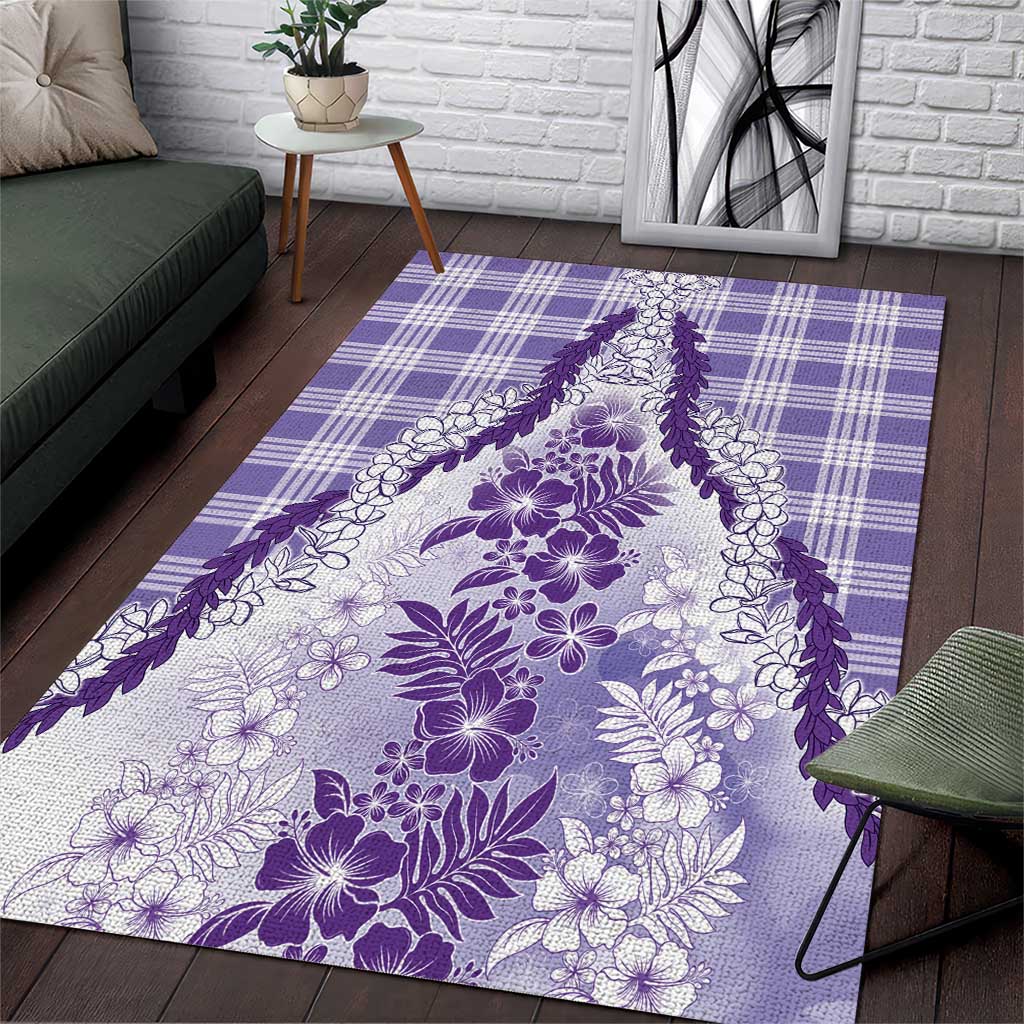 Aloha Hawaii Palaka Area Rug Purple Plumeria Lei - Polynesian Pride