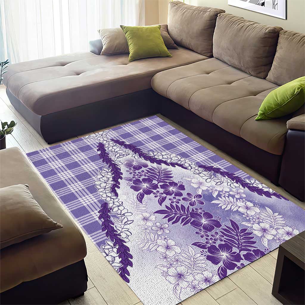 Aloha Hawaii Palaka Area Rug Purple Plumeria Lei - Polynesian Pride