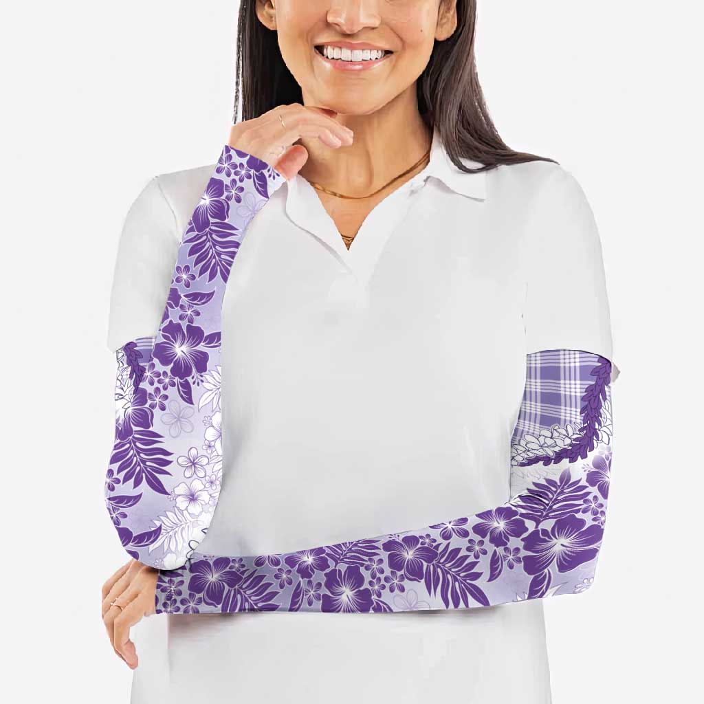 Aloha Hawaii Palaka Arm Sleeves Purple Plumeria Lei LT05 - Polynesian Pride
