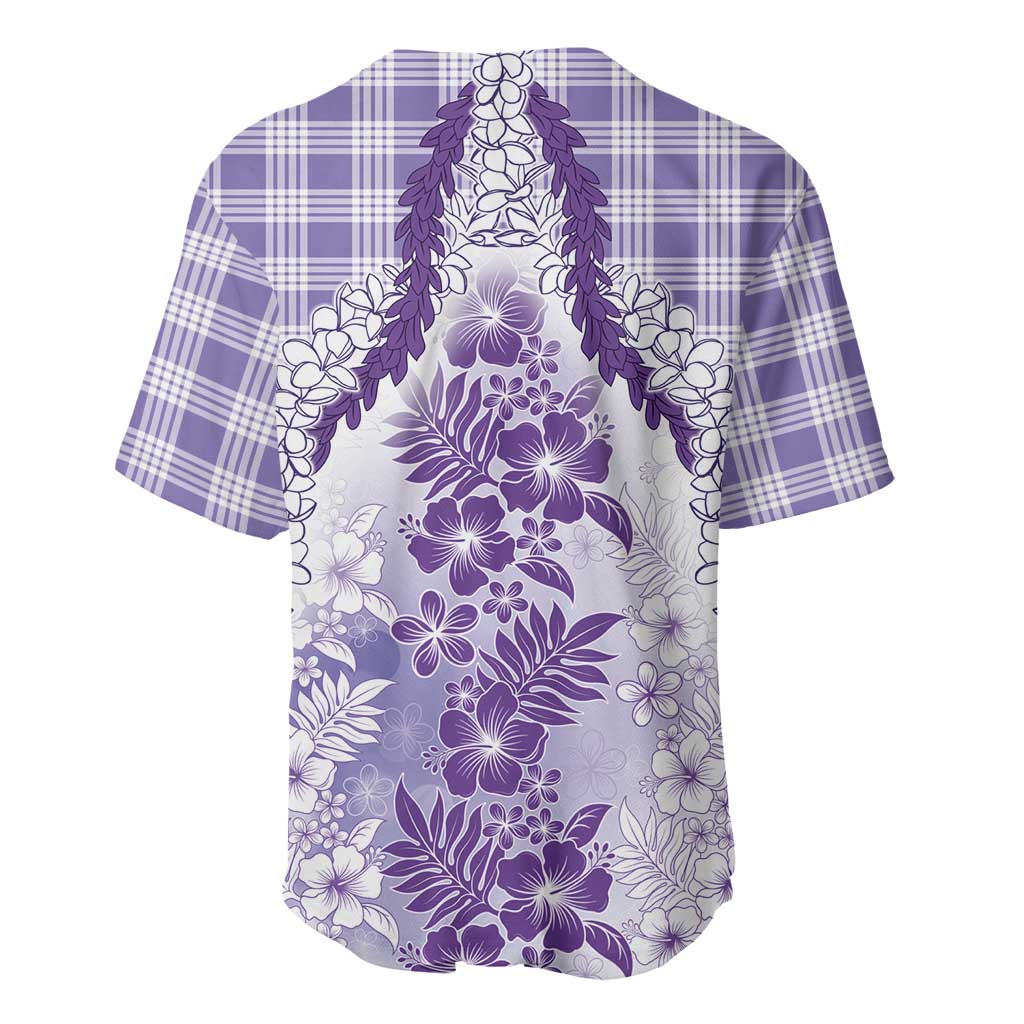 Aloha Hawaii Palaka Baseball Jersey Purple Plumeria Lei - Polynesian Pride