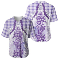 Aloha Hawaii Palaka Baseball Jersey Purple Plumeria Lei - Polynesian Pride