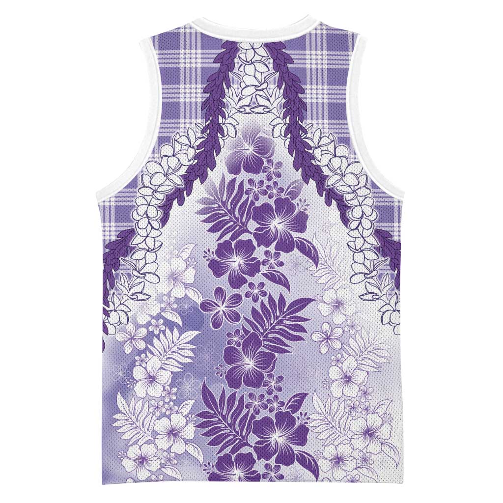 Aloha Hawaii Palaka Basketball Jersey Purple Plumeria Lei LT05 - Polynesian Pride