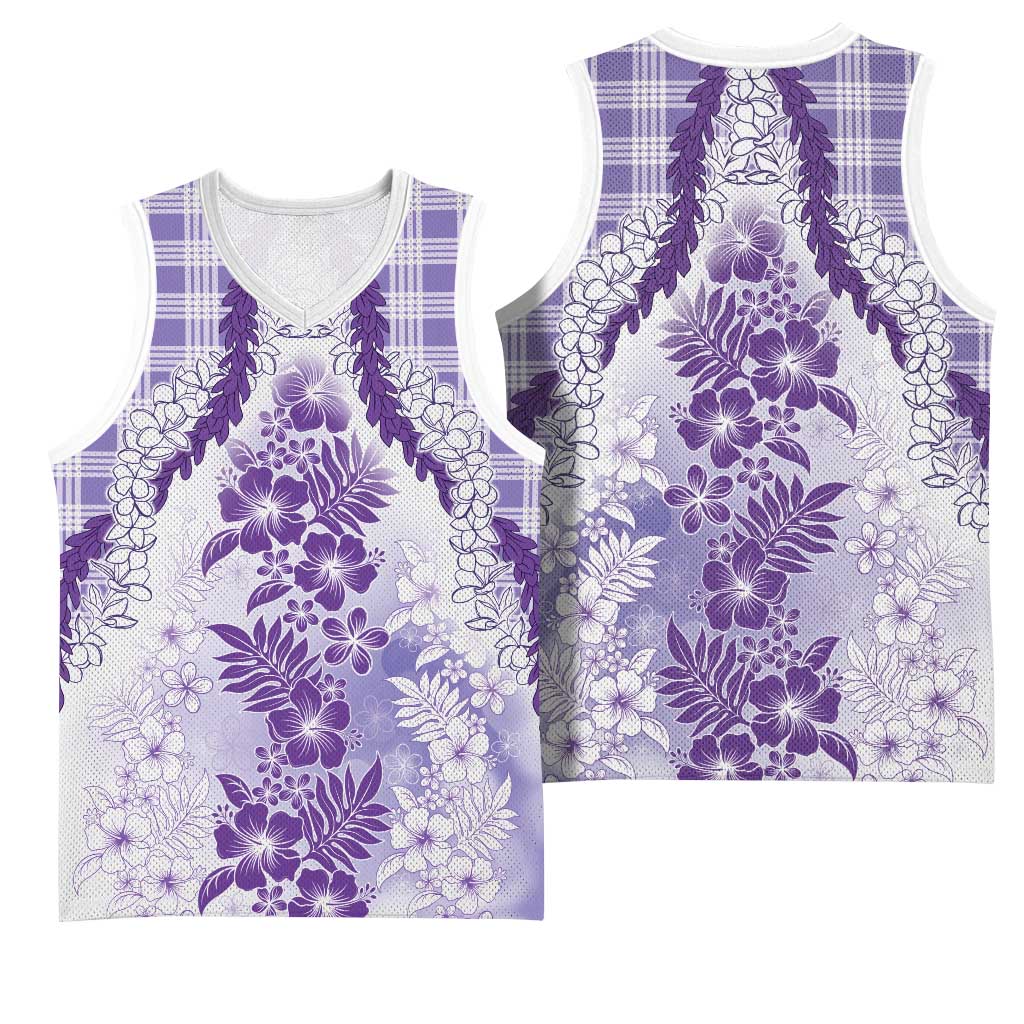 Aloha Hawaii Palaka Basketball Jersey Purple Plumeria Lei LT05 - Polynesian Pride