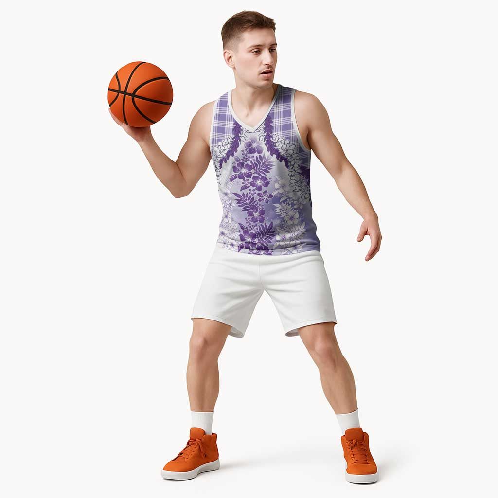 Aloha Hawaii Palaka Basketball Jersey Purple Plumeria Lei LT05 - Polynesian Pride