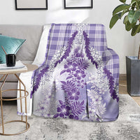 Aloha Hawaii Palaka Blanket Purple Plumeria Lei - Polynesian Pride