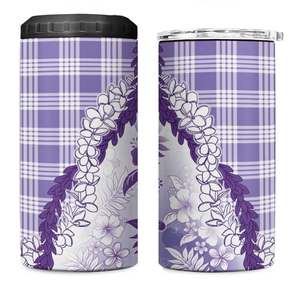 Aloha Hawaii Palaka 4 in 1 Can Cooler Tumbler Purple Plumeria Lei LT05 One Size: 16 oz Purple - Polynesian Pride