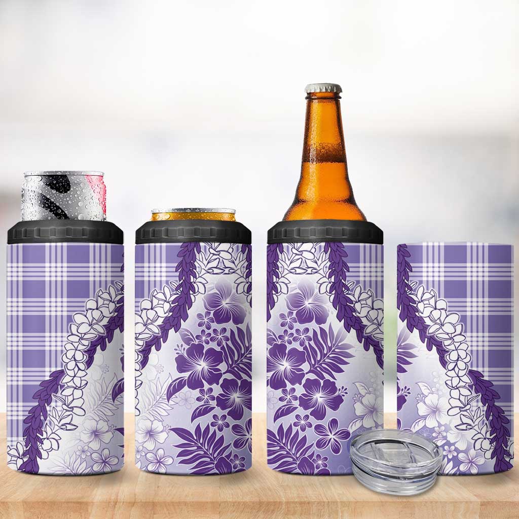 Aloha Hawaii Palaka 4 in 1 Can Cooler Tumbler Purple Plumeria Lei LT05 - Polynesian Pride