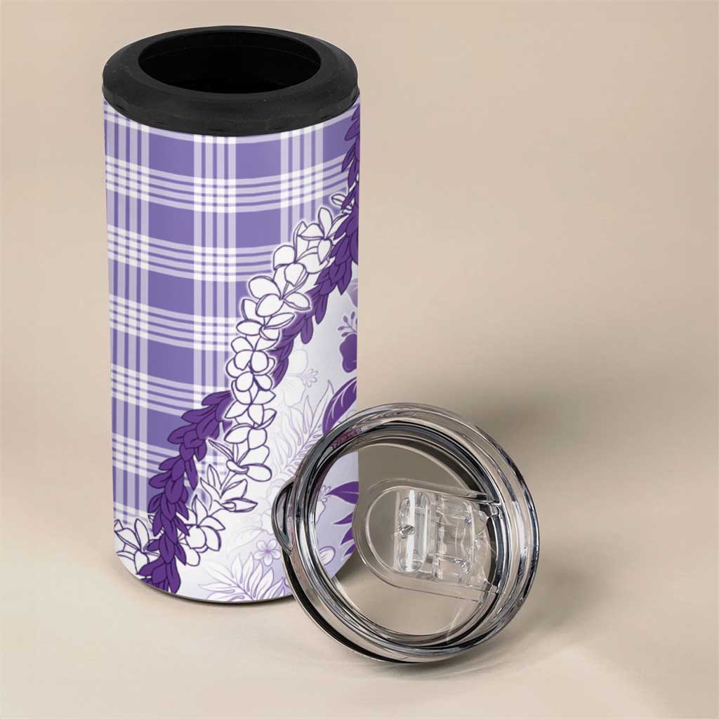 Aloha Hawaii Palaka 4 in 1 Can Cooler Tumbler Purple Plumeria Lei LT05 - Polynesian Pride