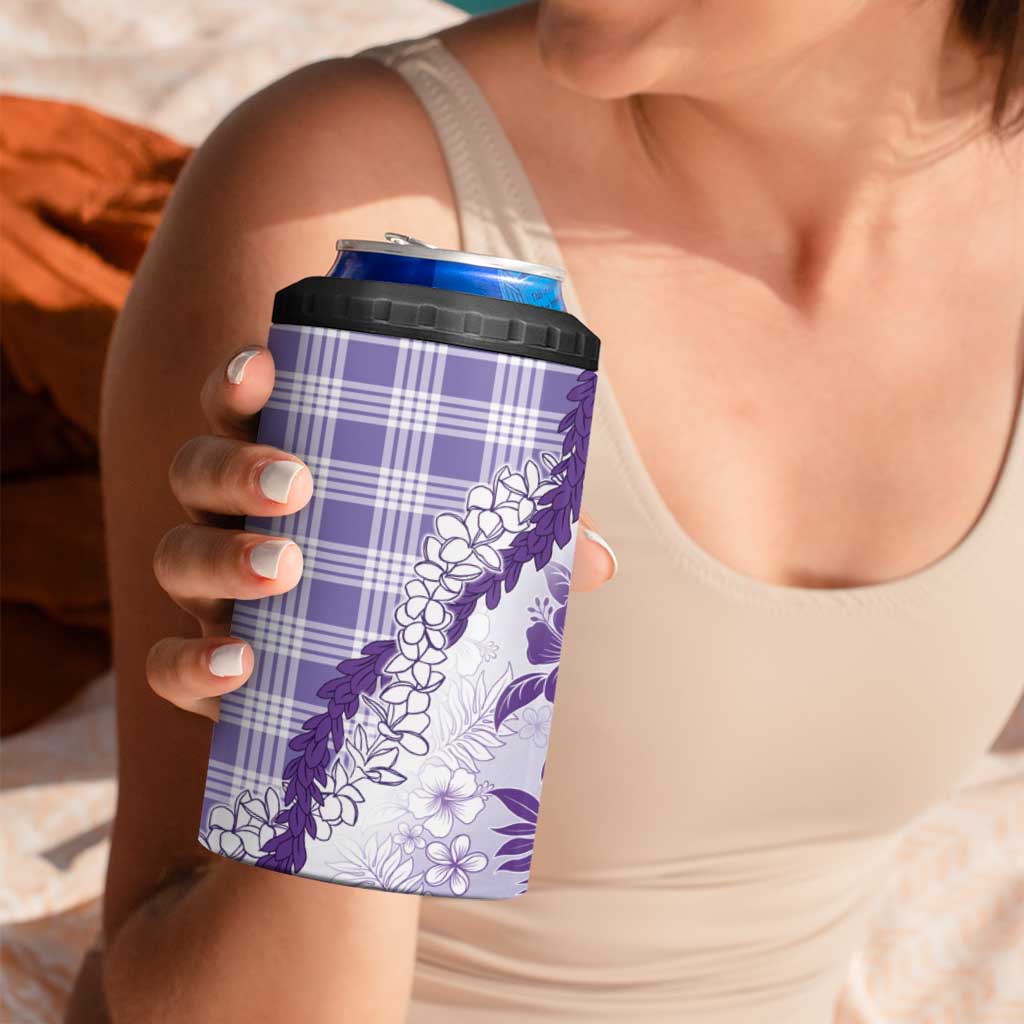Aloha Hawaii Palaka 4 in 1 Can Cooler Tumbler Purple Plumeria Lei LT05 - Polynesian Pride