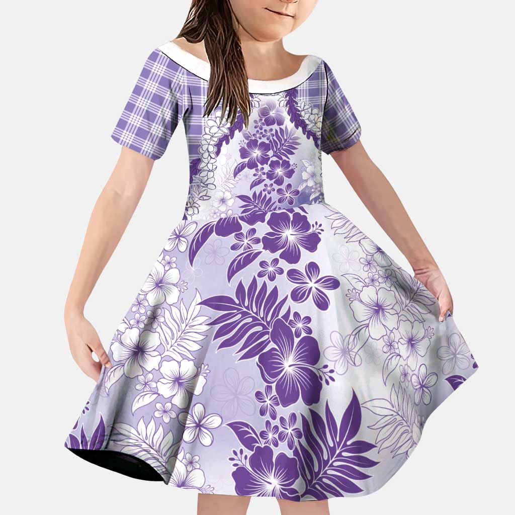 Aloha Hawaii Palaka Family Matching Mermaid Dress and Hawaiian Shirt Purple Plumeria Lei - Polynesian Pride