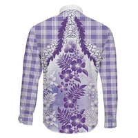 Aloha Hawaii Palaka Family Matching Mermaid Dress and Hawaiian Shirt Purple Plumeria Lei - Polynesian Pride