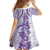Aloha Hawaii Palaka Family Matching Off Shoulder Maxi Dress and Hawaiian Shirt Purple Plumeria Lei - Polynesian Pride