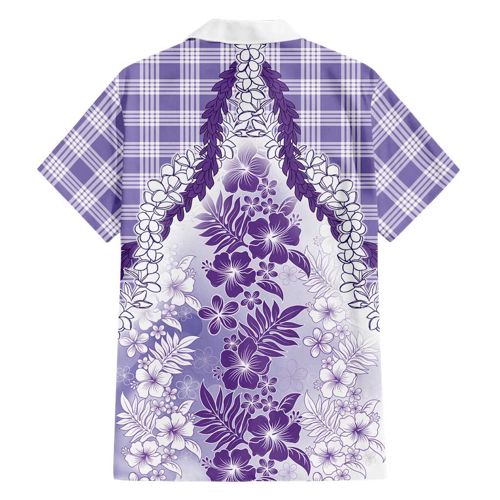 Aloha Hawaii Palaka Family Matching Off Shoulder Maxi Dress and Hawaiian Shirt Purple Plumeria Lei - Polynesian Pride