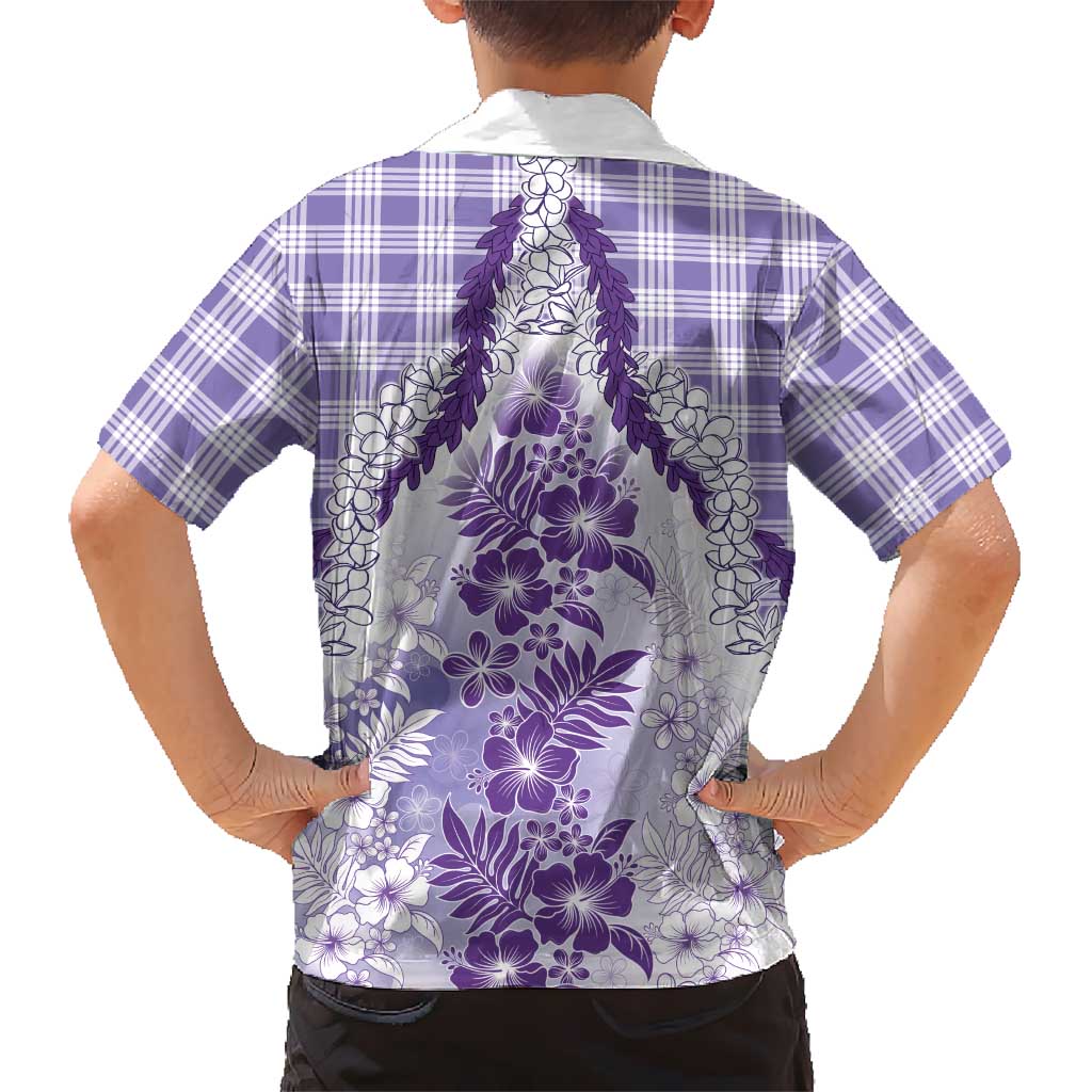 Aloha Hawaii Palaka Family Matching Summer Maxi Dress and Hawaiian Shirt Purple Plumeria Lei - Polynesian Pride