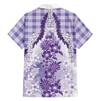 Aloha Hawaii Palaka Family Matching Tank Maxi Dress and Hawaiian Shirt Purple Plumeria Lei - Polynesian Pride