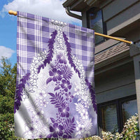 Aloha Hawaii Palaka Garden Flag Purple Plumeria Lei - Polynesian Pride