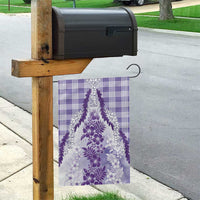 Aloha Hawaii Palaka Garden Flag Purple Plumeria Lei - Polynesian Pride