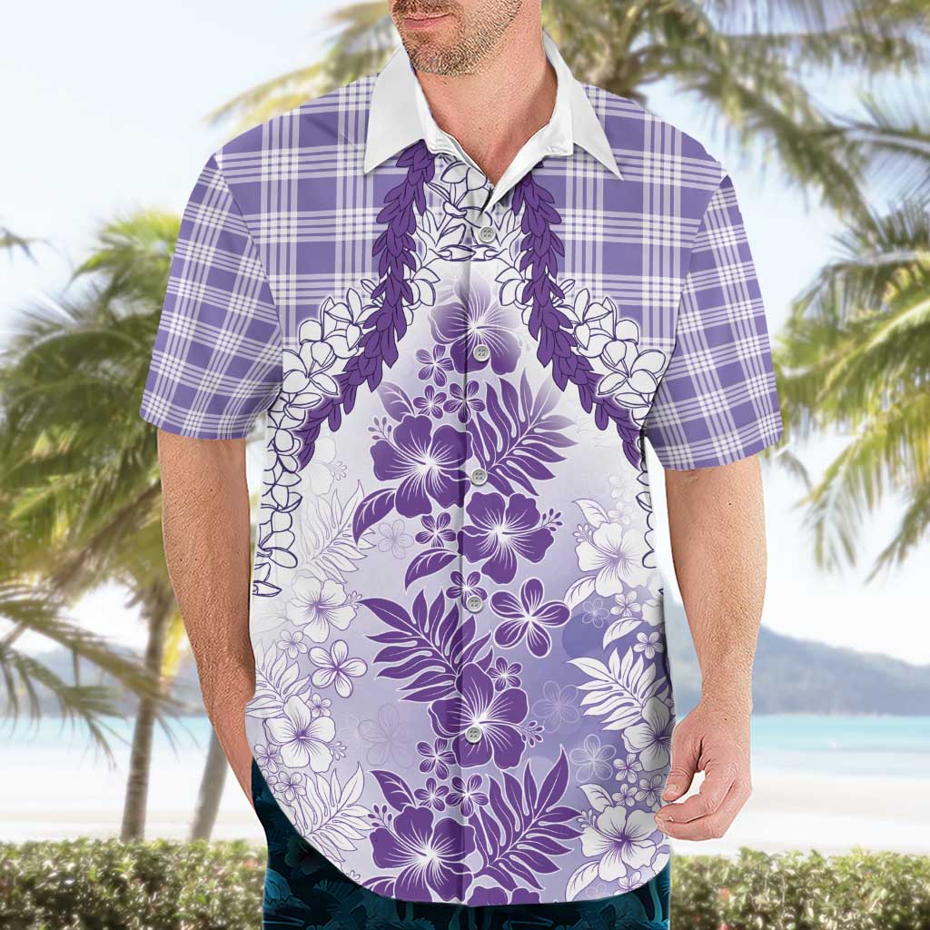 Aloha Hawaii Palaka Hawaiian Shirt Purple Plumeria Lei - Polynesian Pride