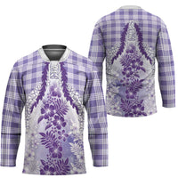 Aloha Hawaii Palaka Hockey Jersey Purple Plumeria Lei LT05 - Polynesian Pride