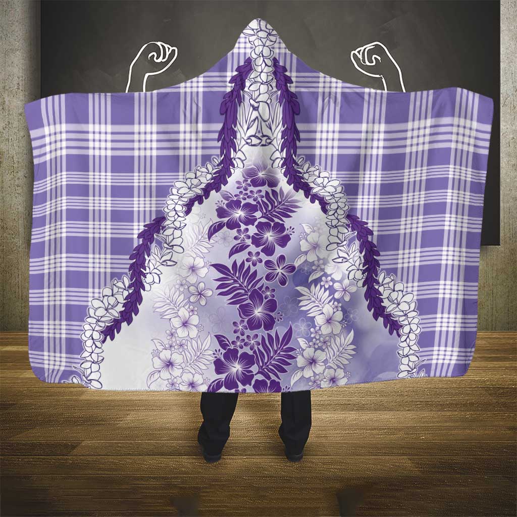 Aloha Hawaii Palaka Hooded Blanket Purple Plumeria Lei LT05 - Polynesian Pride