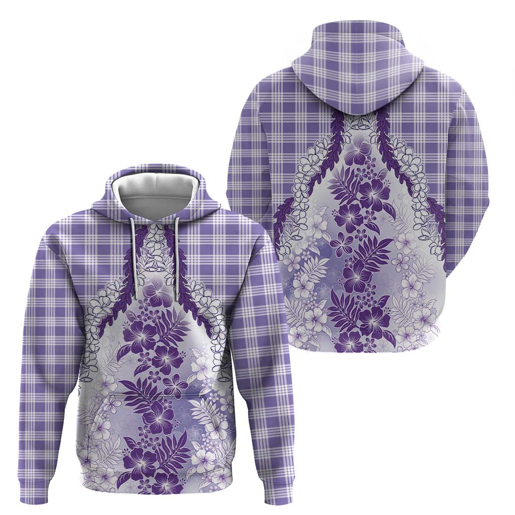 Aloha Hawaii Palaka Hoodie Purple Plumeria Lei - Polynesian Pride