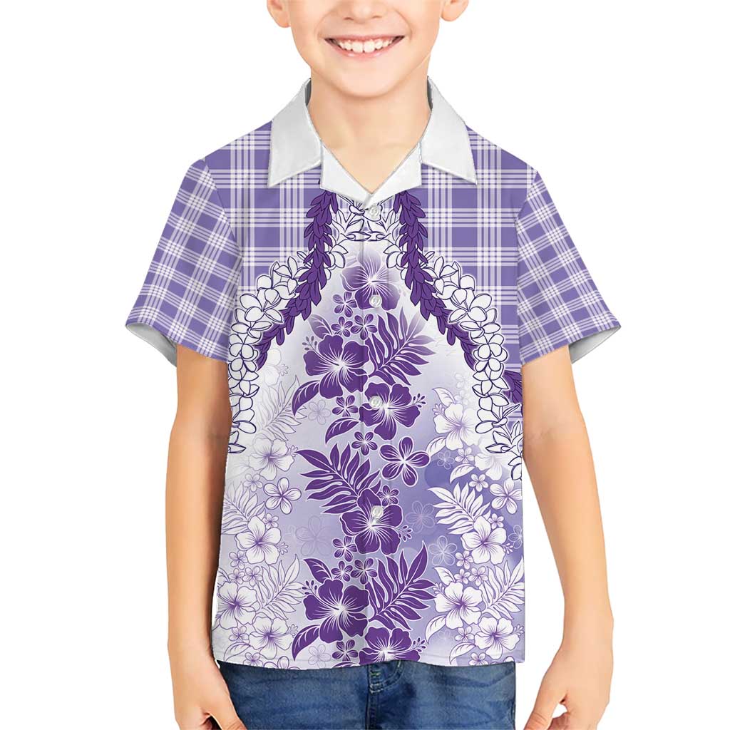Aloha Hawaii Palaka Kid Hawaiian Shirt Purple Plumeria Lei - Polynesian Pride