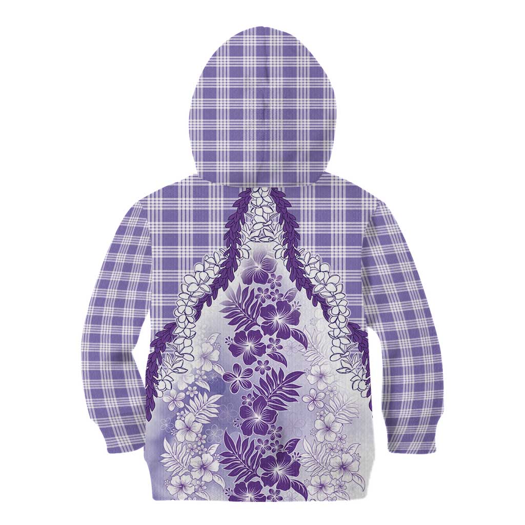 Aloha Hawaii Palaka Kid Hoodie Purple Plumeria Lei - Polynesian Pride