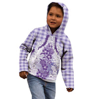 Aloha Hawaii Palaka Kid Hoodie Purple Plumeria Lei - Polynesian Pride