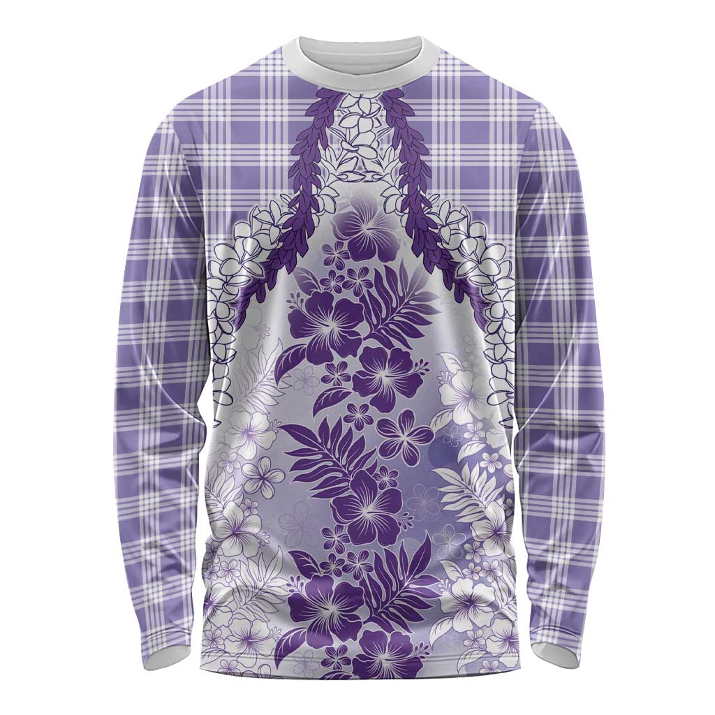 Aloha Hawaii Palaka Long Sleeve Shirt Purple Plumeria Lei LT05 Unisex Purple - Polynesian Pride