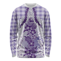 Aloha Hawaii Palaka Long Sleeve Shirt Purple Plumeria Lei LT05 Unisex Purple - Polynesian Pride