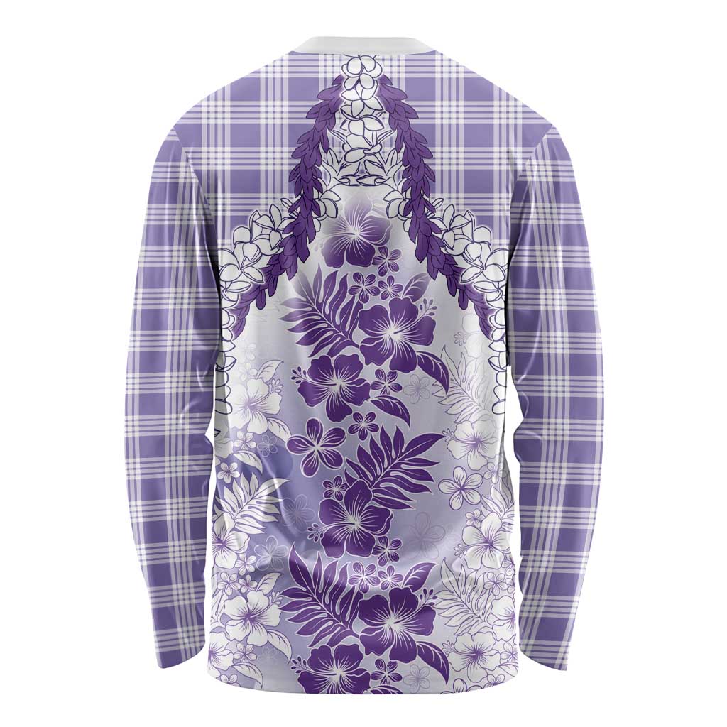 Aloha Hawaii Palaka Long Sleeve Shirt Purple Plumeria Lei LT05 - Polynesian Pride