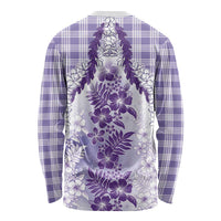 Aloha Hawaii Palaka Long Sleeve Shirt Purple Plumeria Lei LT05 - Polynesian Pride