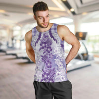 Aloha Hawaii Palaka Men Tank Top Purple Plumeria Lei LT05 Purple - Polynesian Pride