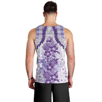 Aloha Hawaii Palaka Men Tank Top Purple Plumeria Lei LT05 - Polynesian Pride