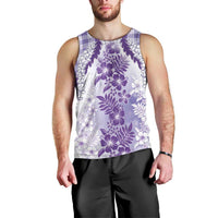 Aloha Hawaii Palaka Men Tank Top Purple Plumeria Lei LT05 - Polynesian Pride