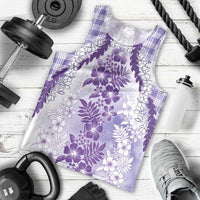 Aloha Hawaii Palaka Men Tank Top Purple Plumeria Lei LT05 - Polynesian Pride