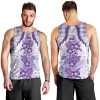 Aloha Hawaii Palaka Men Tank Top Purple Plumeria Lei LT05 - Polynesian Pride