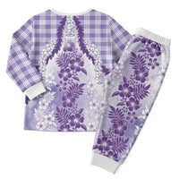 Aloha Hawaii Palaka Christmas Pajama Set Purple Plumeria Lei - Polynesian Pride