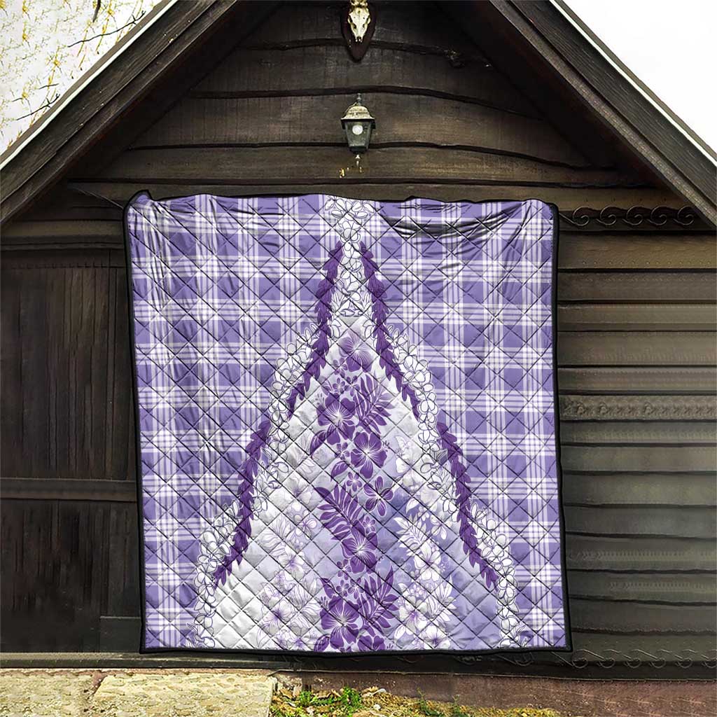 Aloha Hawaii Palaka Quilt Purple Plumeria Lei - Polynesian Pride