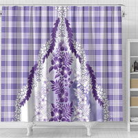Aloha Hawaii Palaka Shower Curtain Purple Plumeria Lei - Polynesian Pride